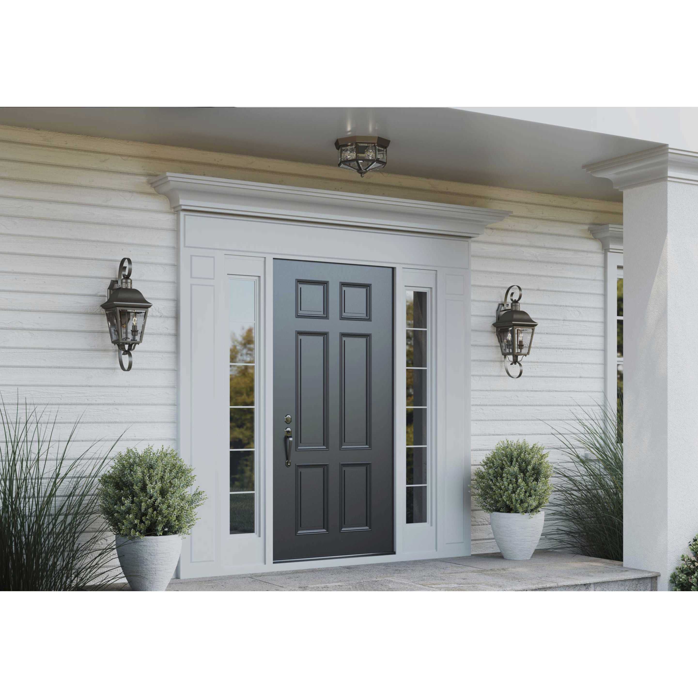 Beveled Glass 4 Light 11.13 inch Antique Bronze Flush Mount Ceiling Light